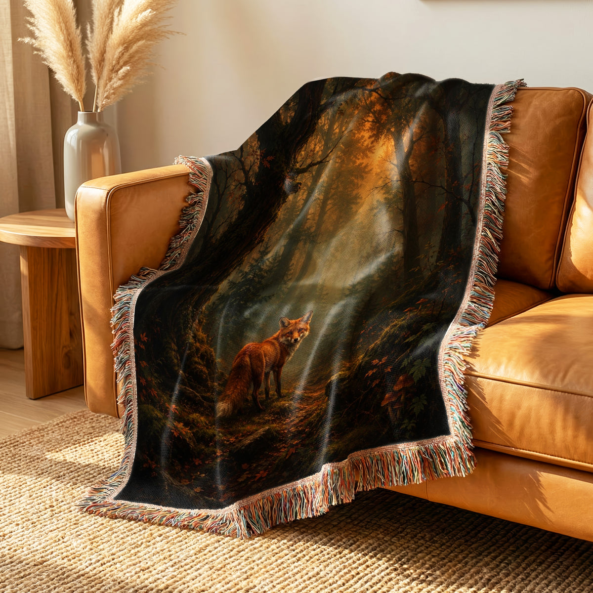 Autumn Forest Fox Blanket