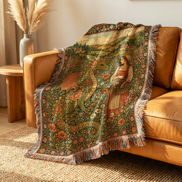 The Rosebound Meadow Dragon Blanket
