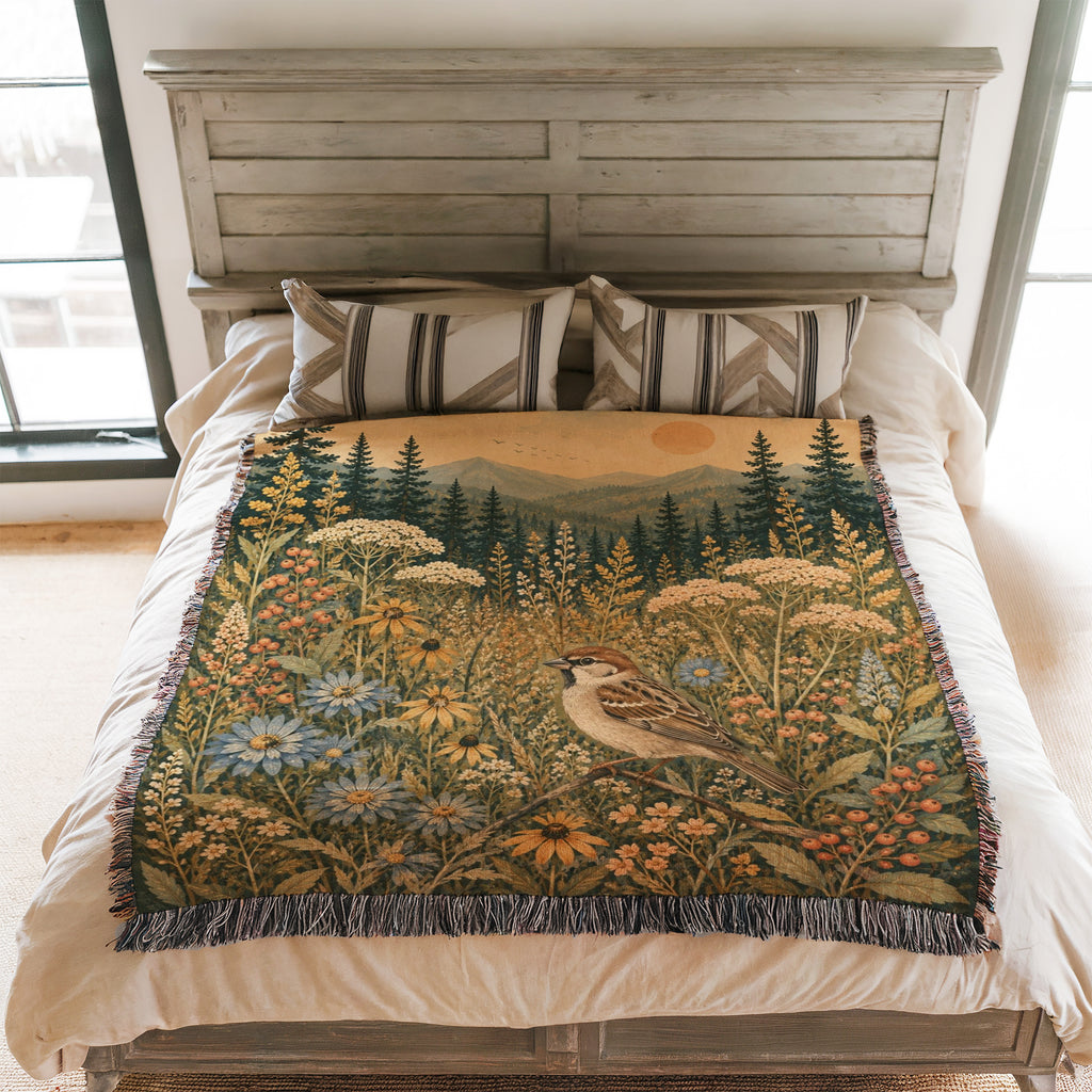 Mountain Meadow Sparrow Blanket