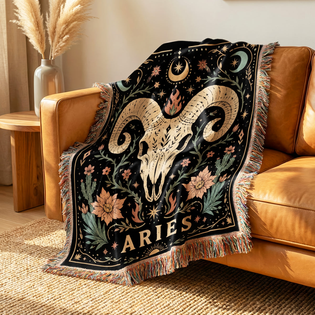 Aries Ram Skull Zodiac Blanket
