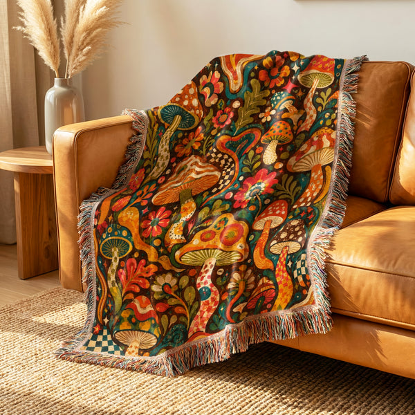 Groovy Mushroom Garden Blanket