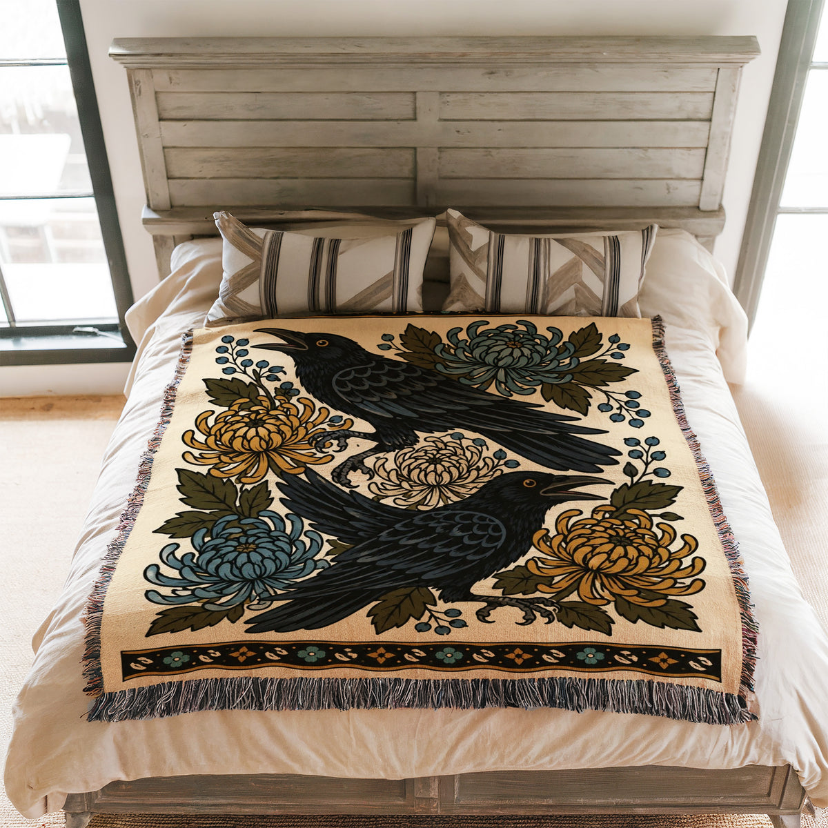 Ravens & Chrysanthemums Blanket
