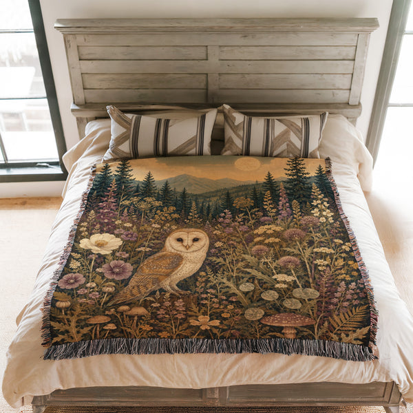 Moonlit Meadow Owl Blanket