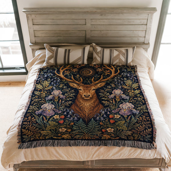 The Stag of the Iris Garden Blanket