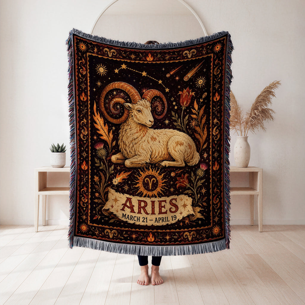Aries Ember Ram Zodiac Blanket