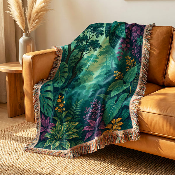 Teal Rainforest Garden Blanket