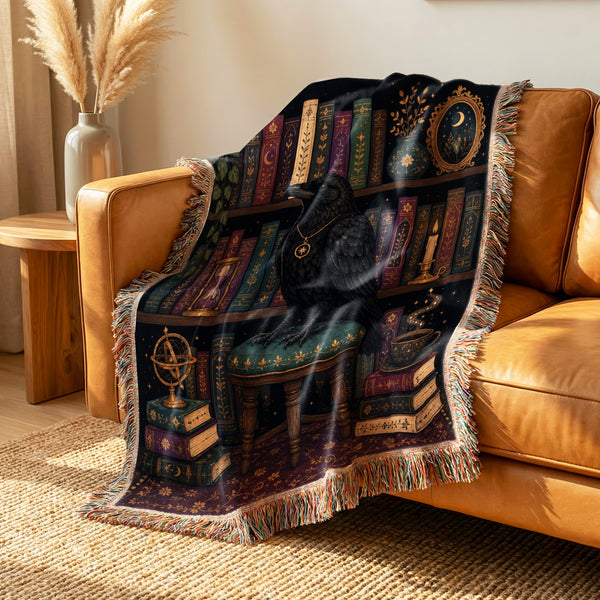 Raven of the Midnight Library Blanket