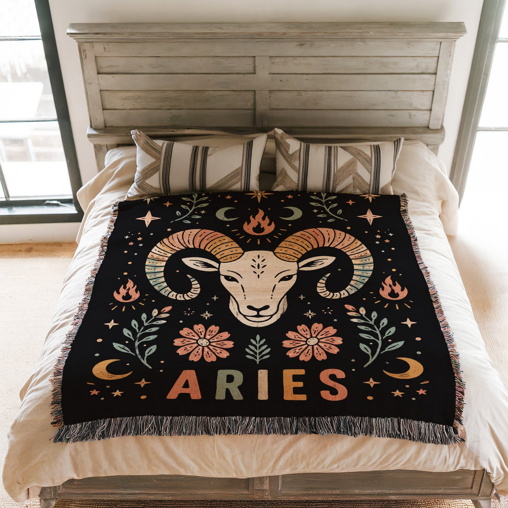 Aries Fire Ram Zodiac Blanket