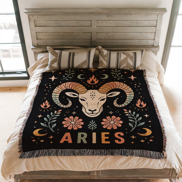 Aries Fire Ram Zodiac Blanket