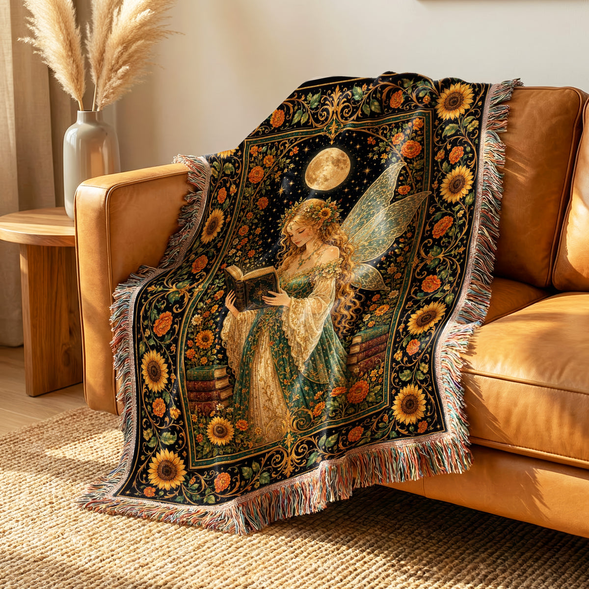 Sunflower Moon Fairy Reader Blanket