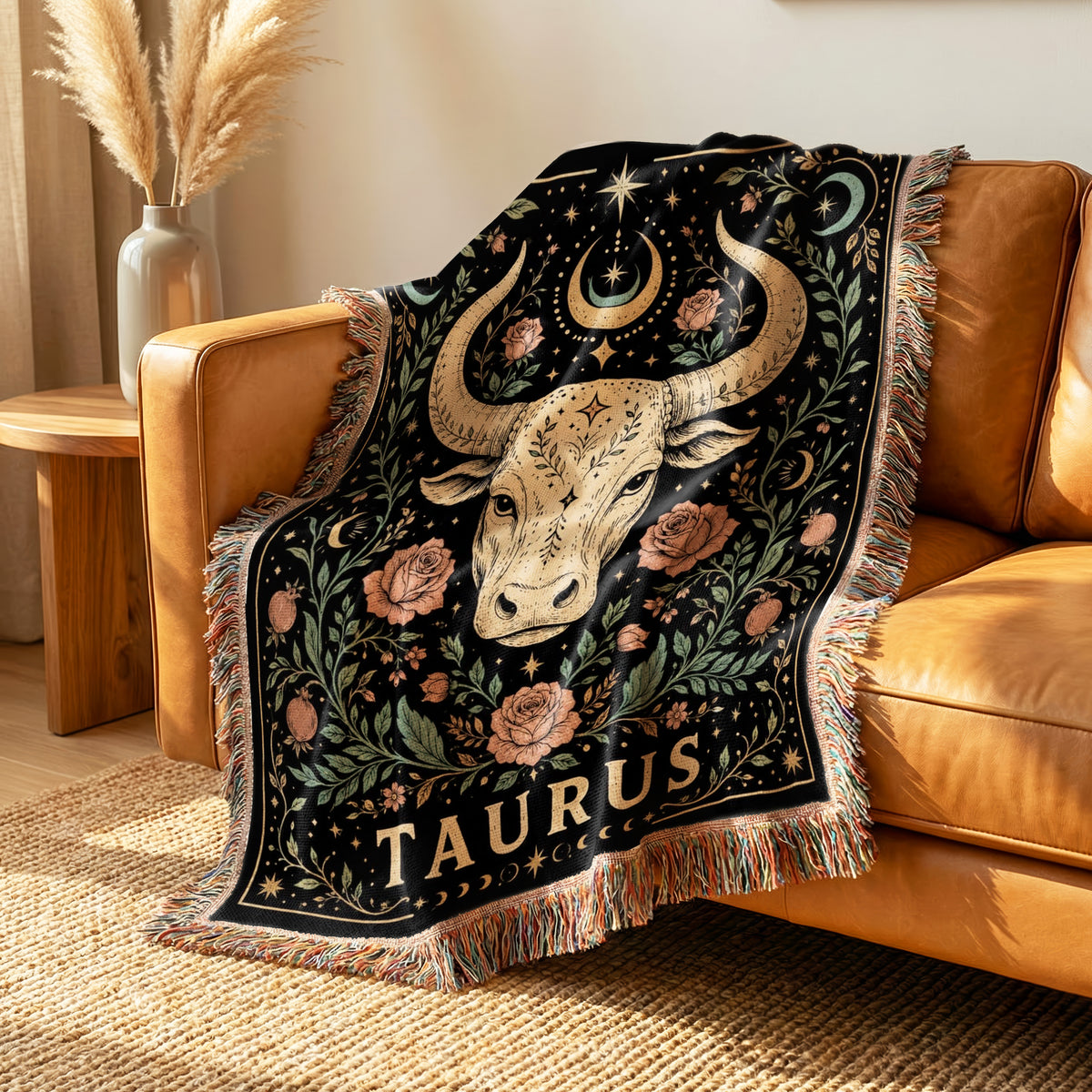 Taurus Floral Bull Zodiac Blanket