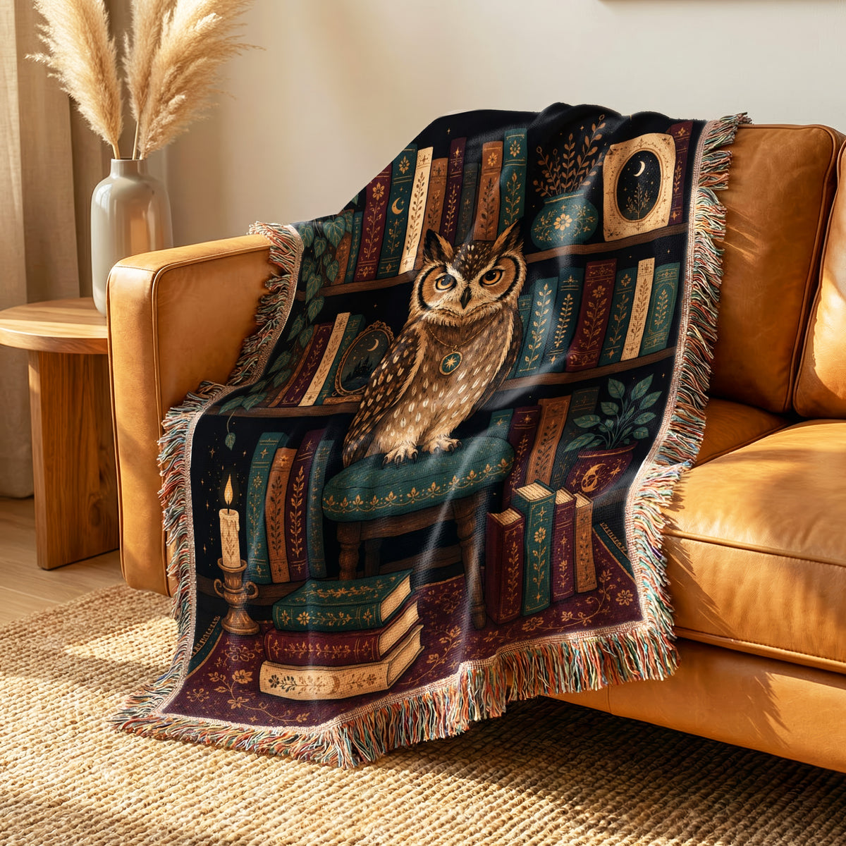 Owl of the Celestial Library Blanket