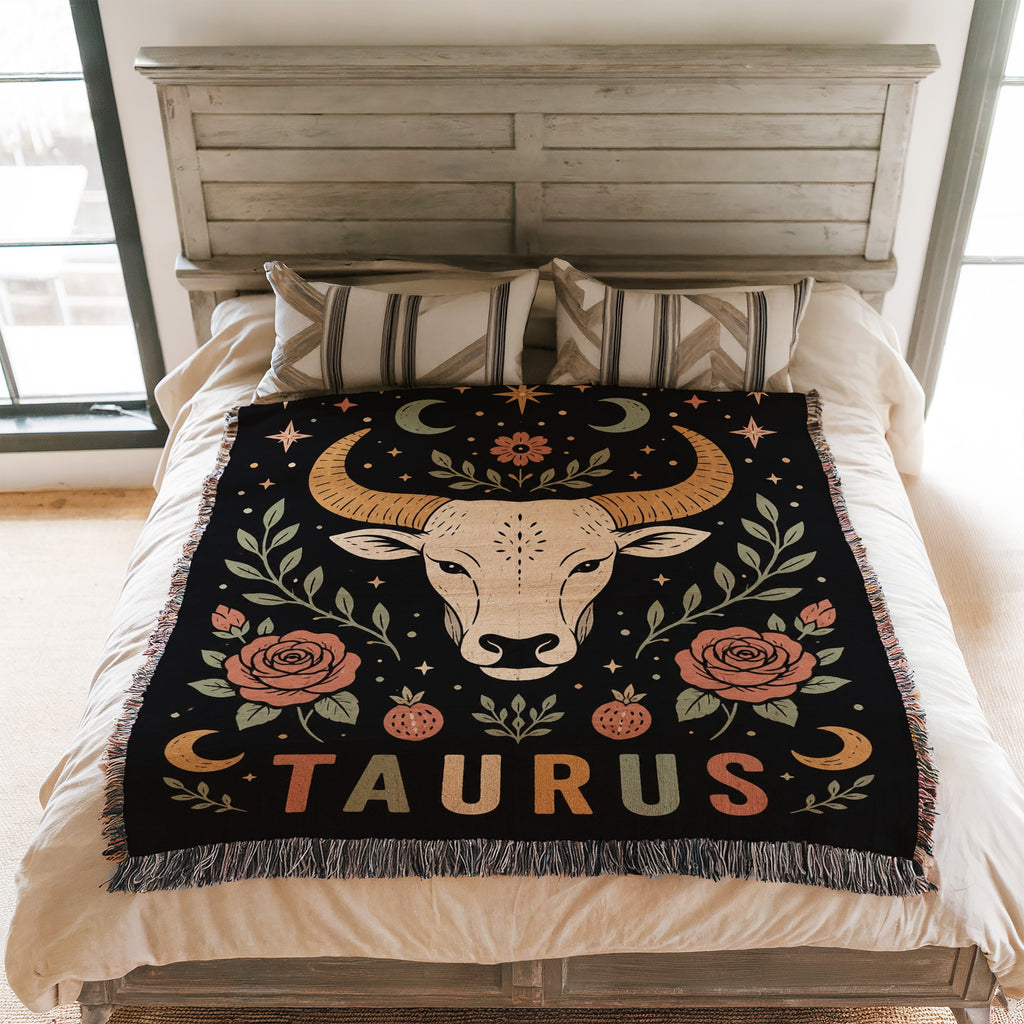 Taurus Moonlit Bull & Roses Blanket