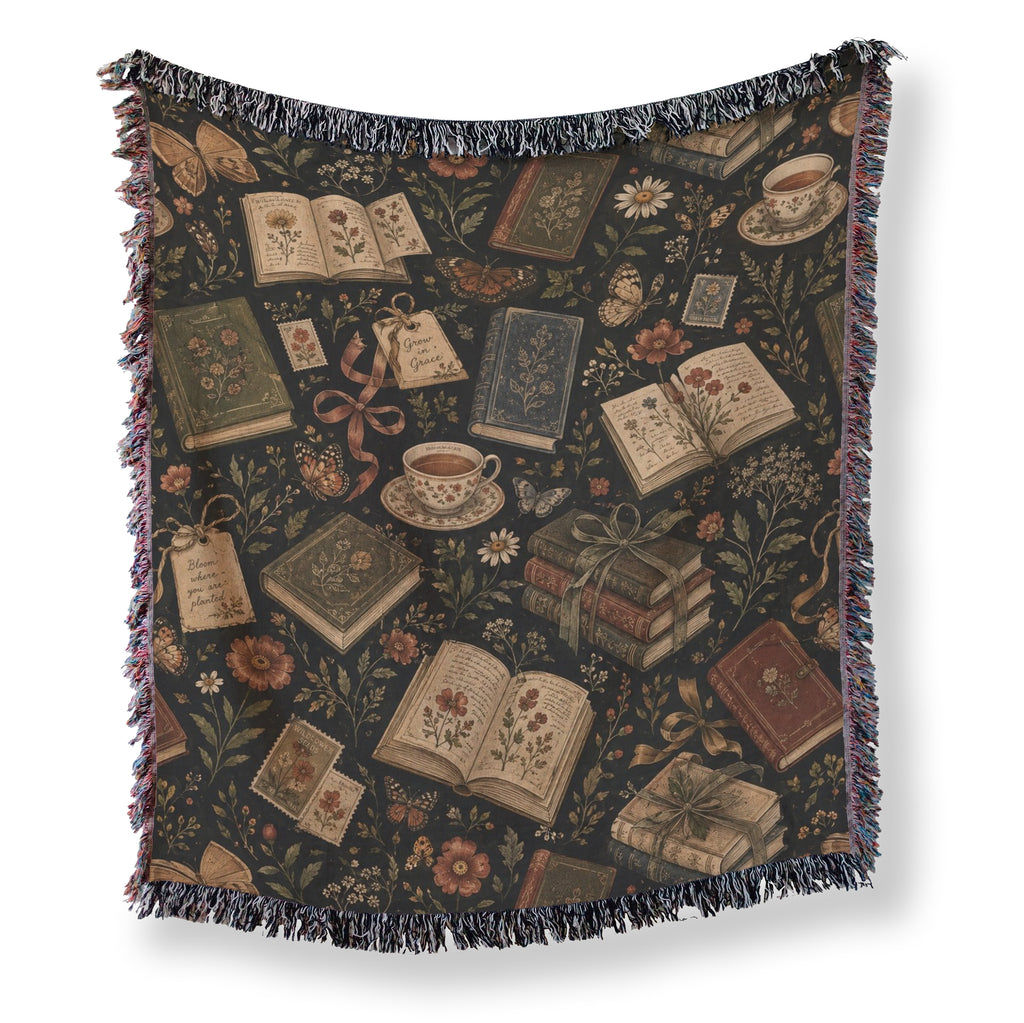 Vintage Botanical Book Pattern Blanket