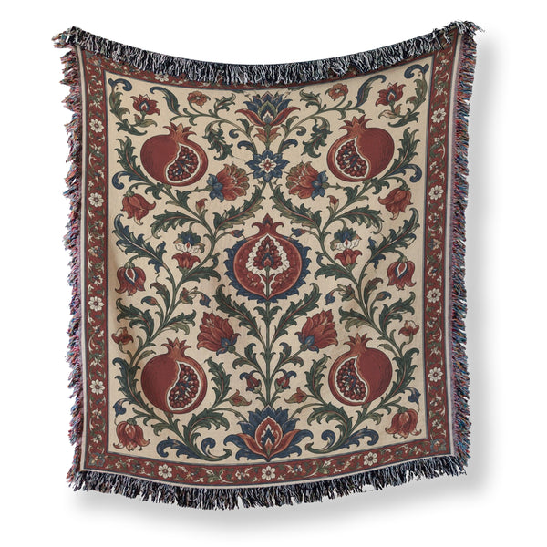 Ivory Pomegranate Garden Blanket