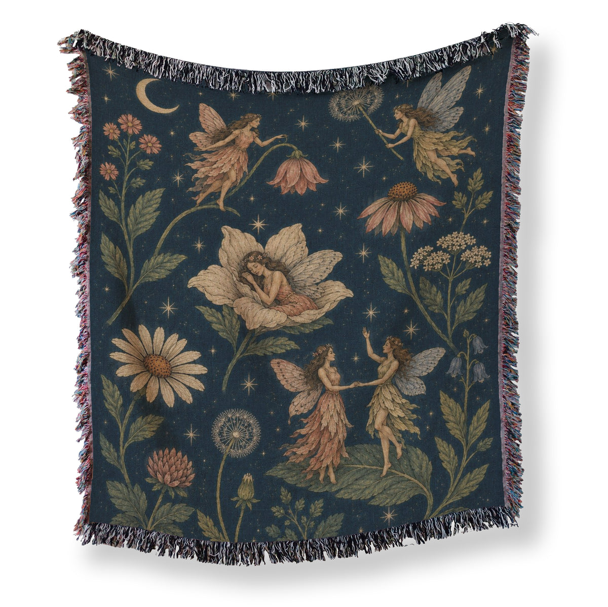 Midnight Wildflower Fairies Blanket