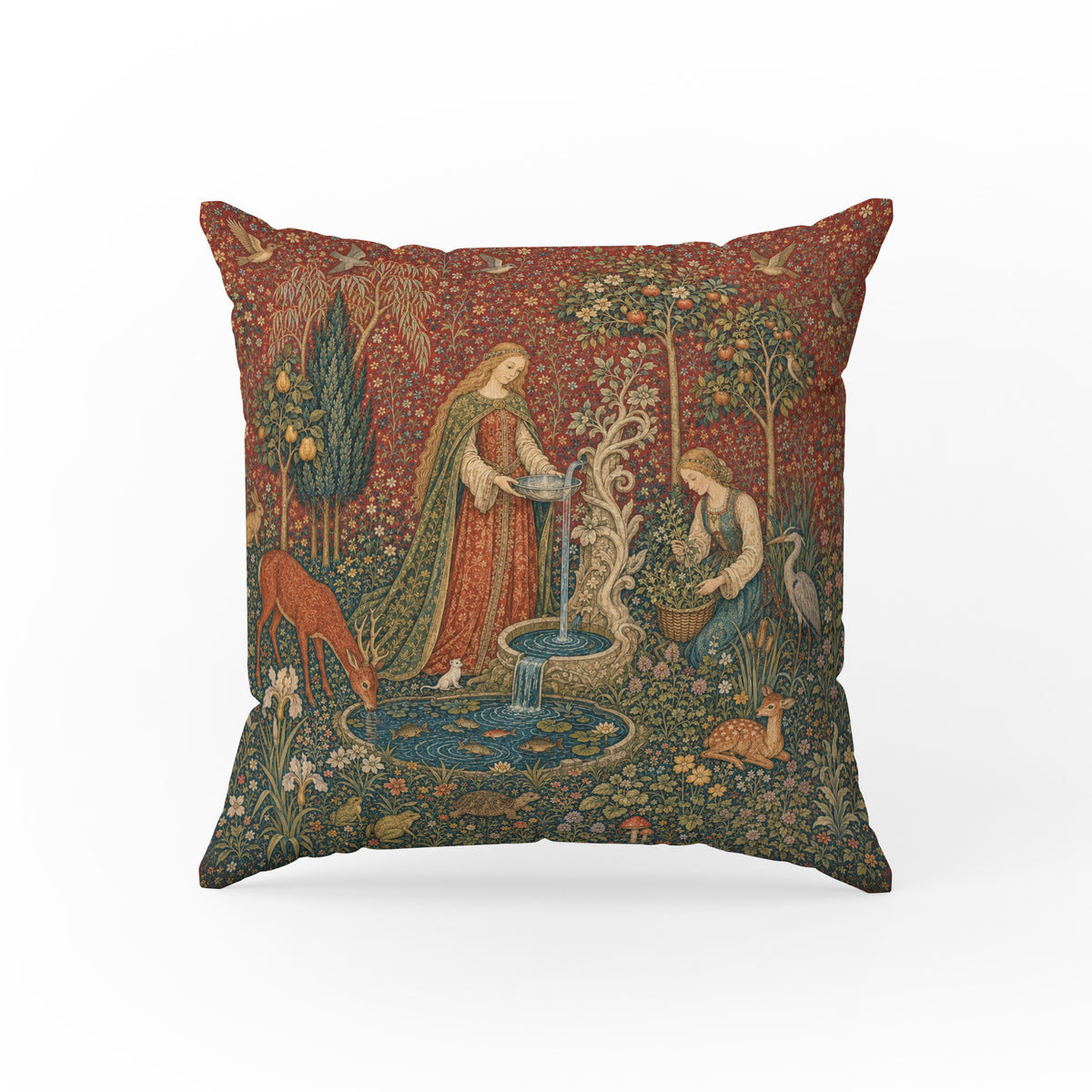 The Fountain Garden – Medieval Tapestry Pillow