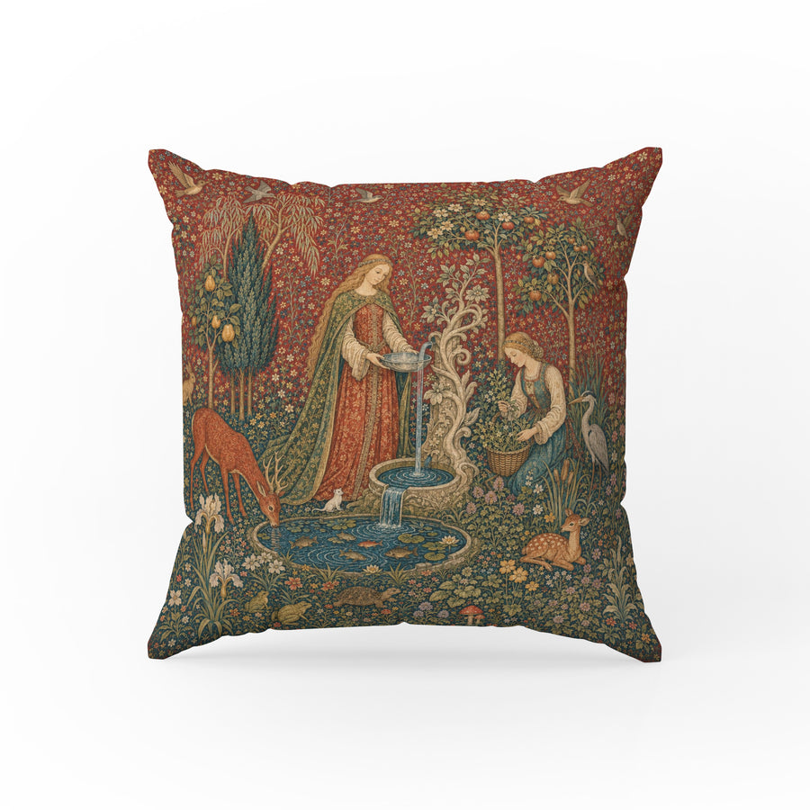 The Fountain Garden – Medieval Tapestry Pillow