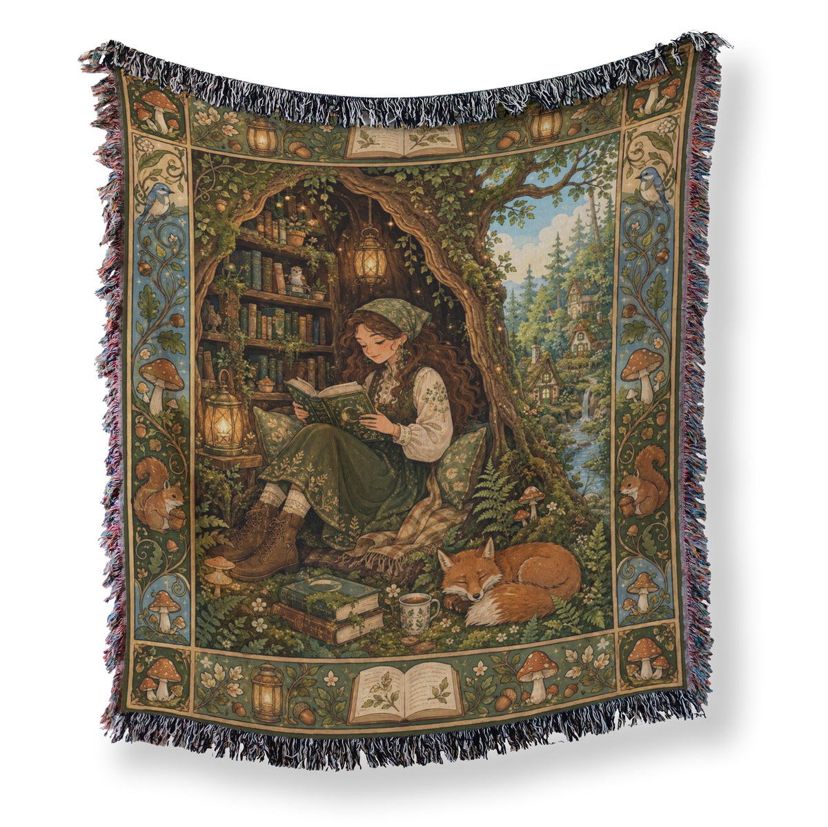 The Woodland Book Nook Blanket