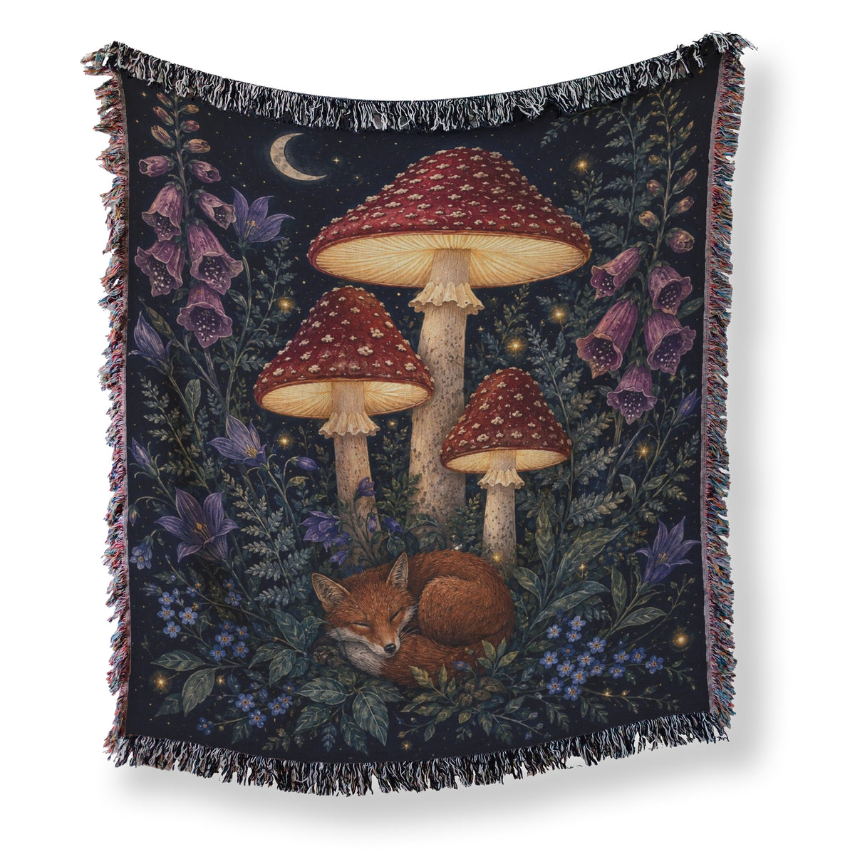 Moonlit Fox & Mushroom Blanket Main image