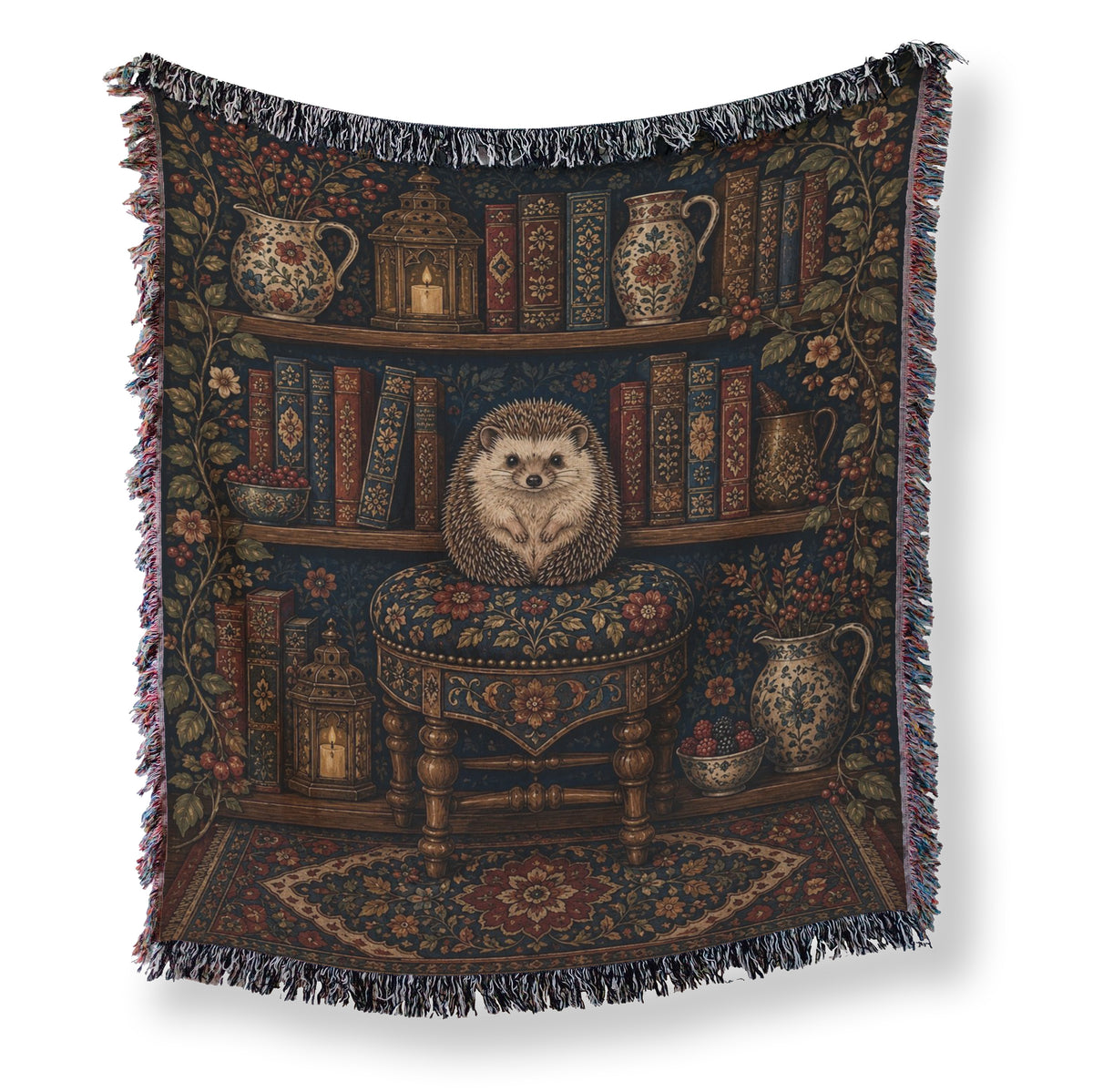 The Hedgehog's Candlelit Library Blanket
