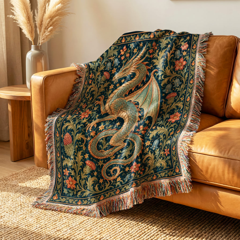The Floral Serpent Dragon Blanket