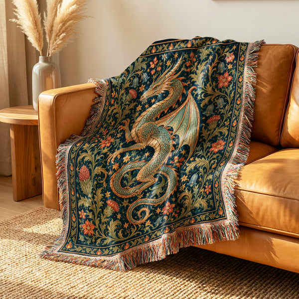 The Floral Serpent Dragon Blanket