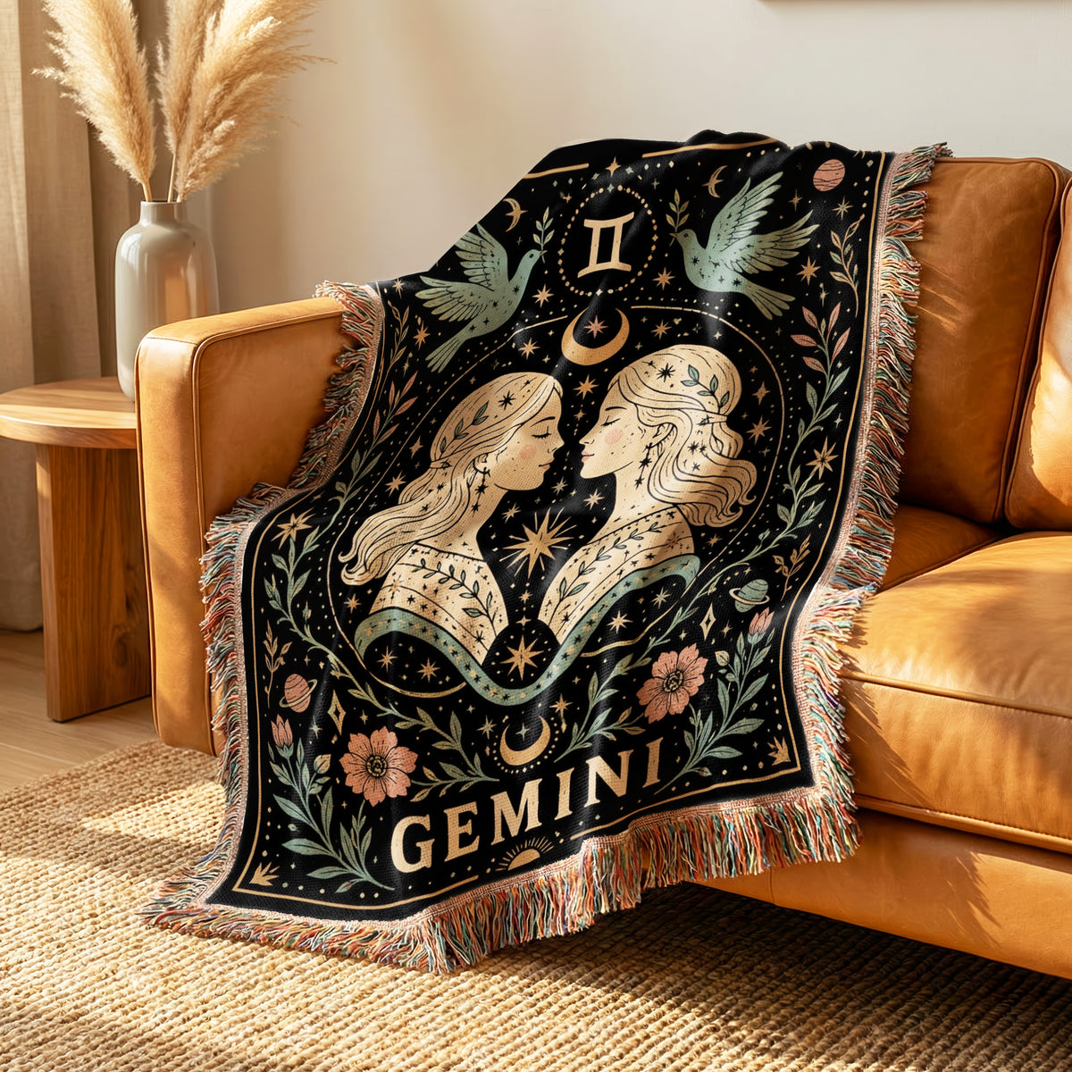 Gemini Celestial Twins Zodiac Blanket