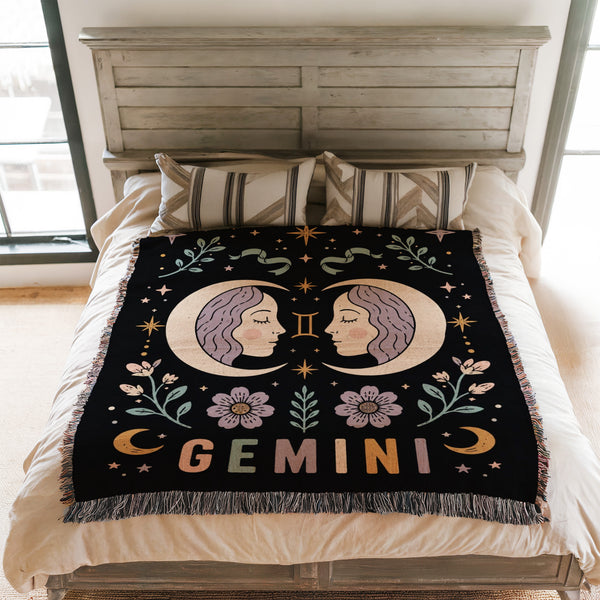 Gemini Moon Twins Zodiac Blanket