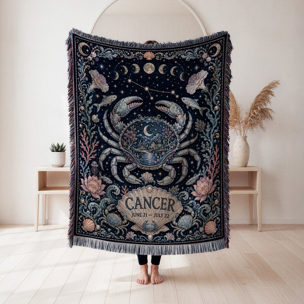 Cancer Moonlit Crab Zodiac Blanket