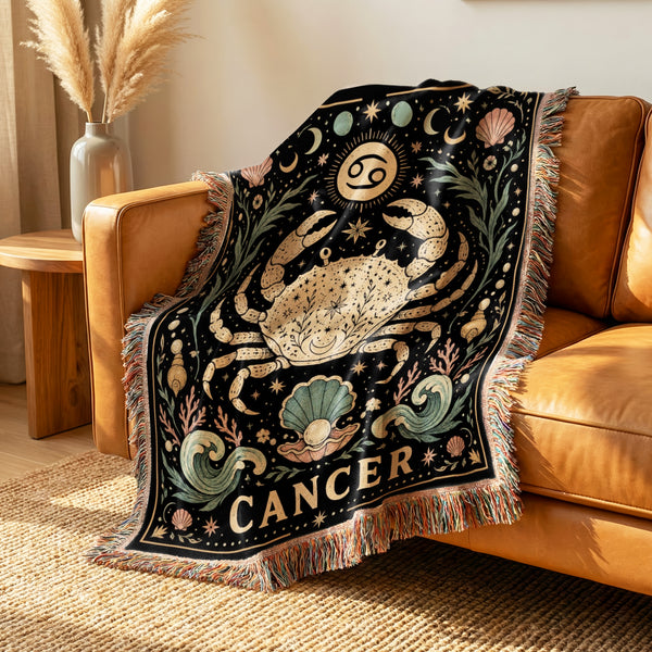 Cancer Moonlit Crab Zodiac Blanket
