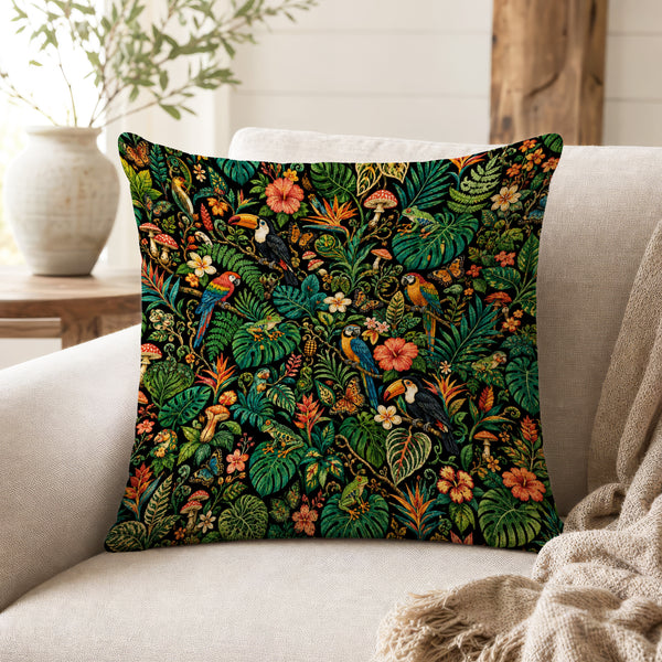 Midnight Jungle – Tropical Wildlife Pillow
