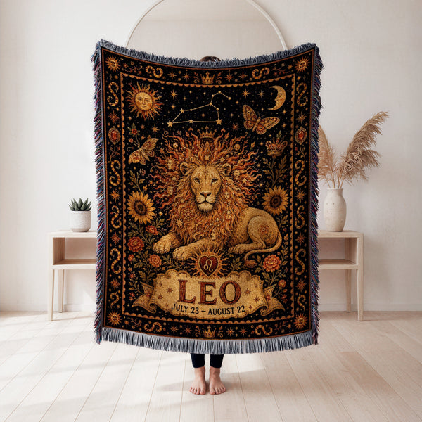 Leo Sun Crown Lion Zodiac Blanket