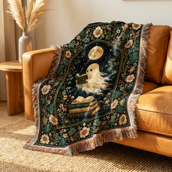 Moonlit Botanical Ghost Reader Blanket