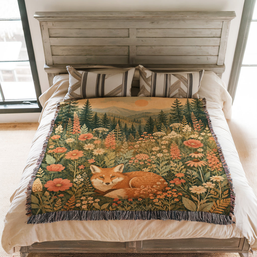 Sunset Meadow Fox Blanket