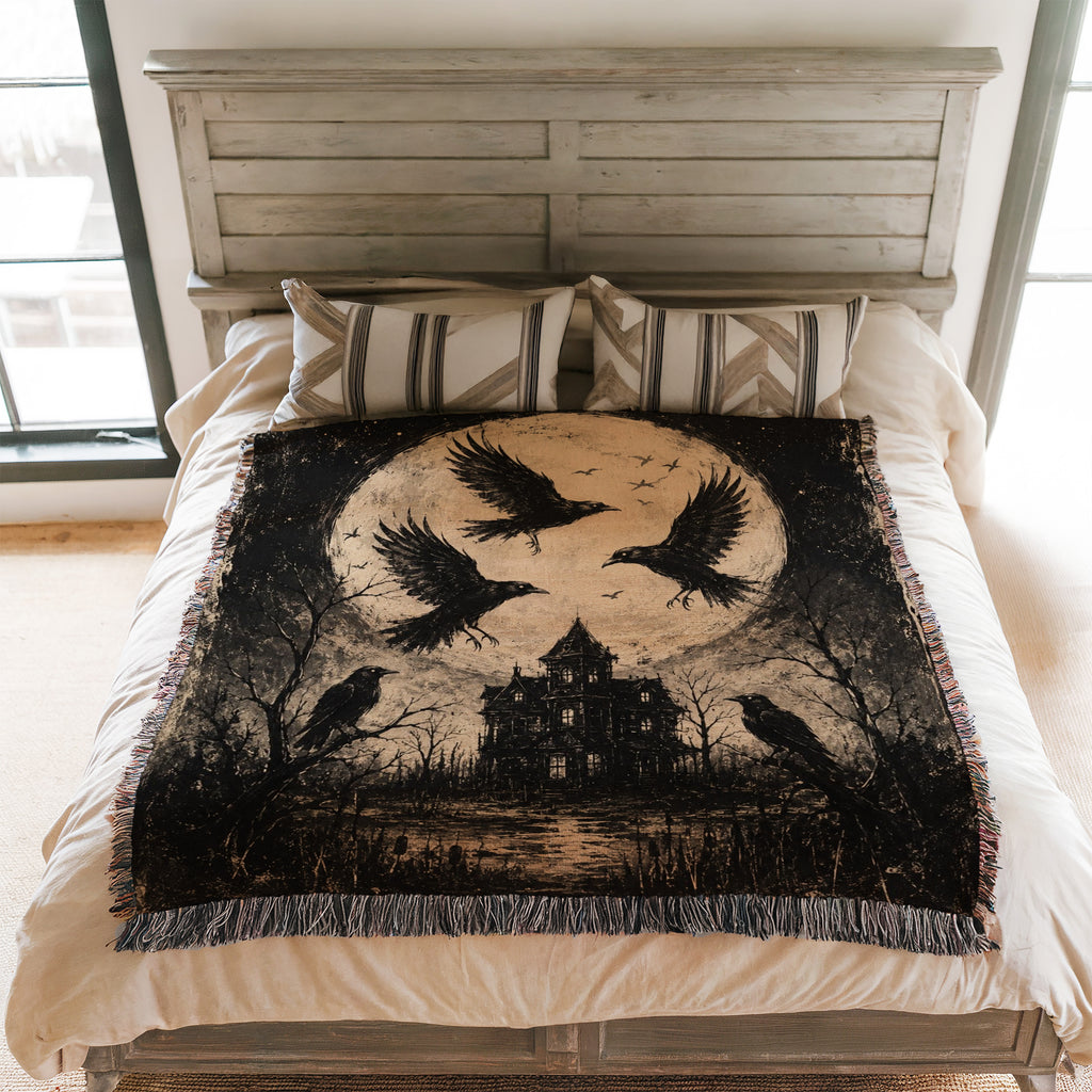 Ravens Over the Haunted Manor Blanket