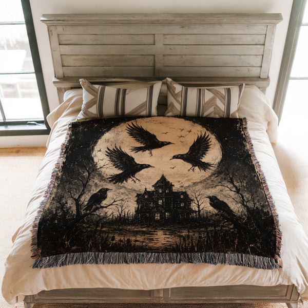 Ravens Over the Haunted Manor Blanket