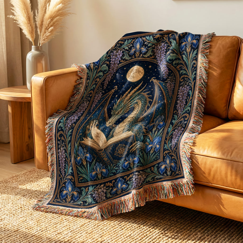 Moonlit Iris Dragon Reader Blanket