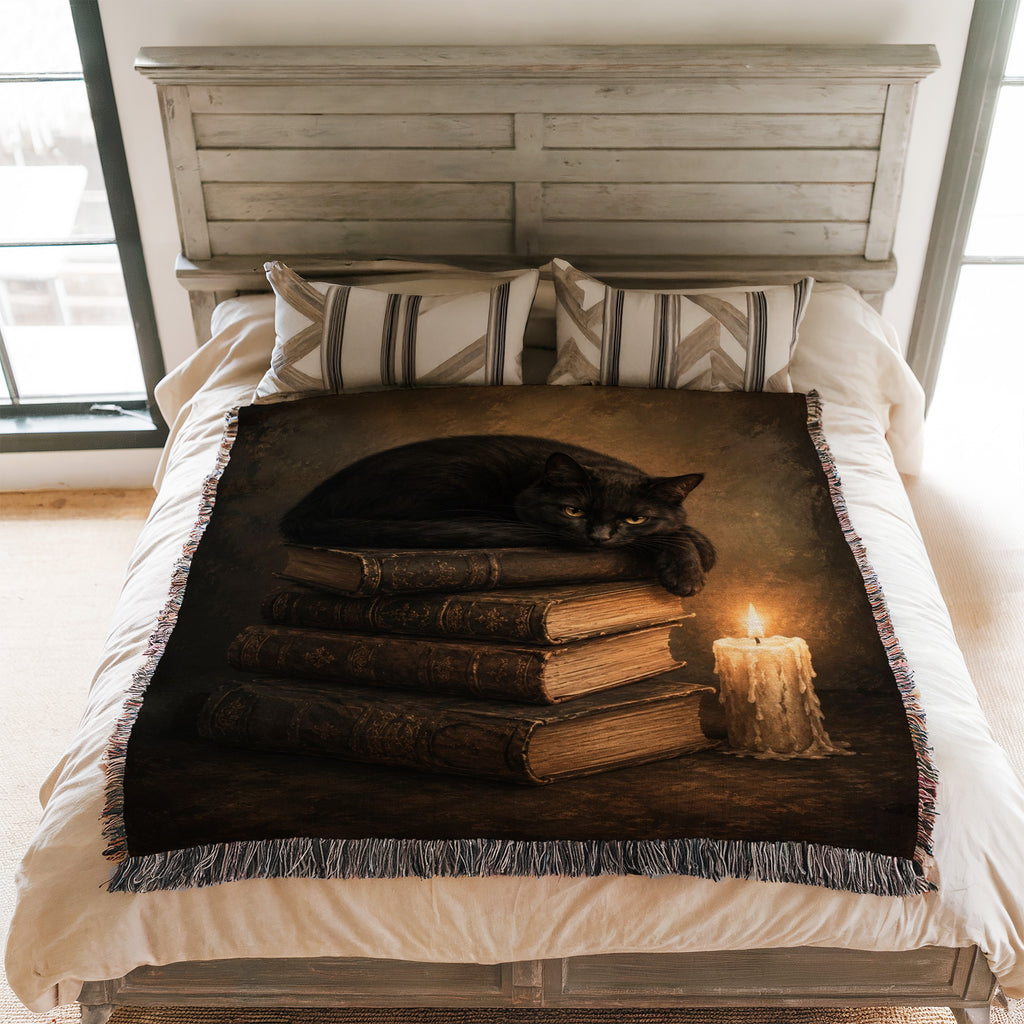 Black Cat & Candlelight Books Blanket