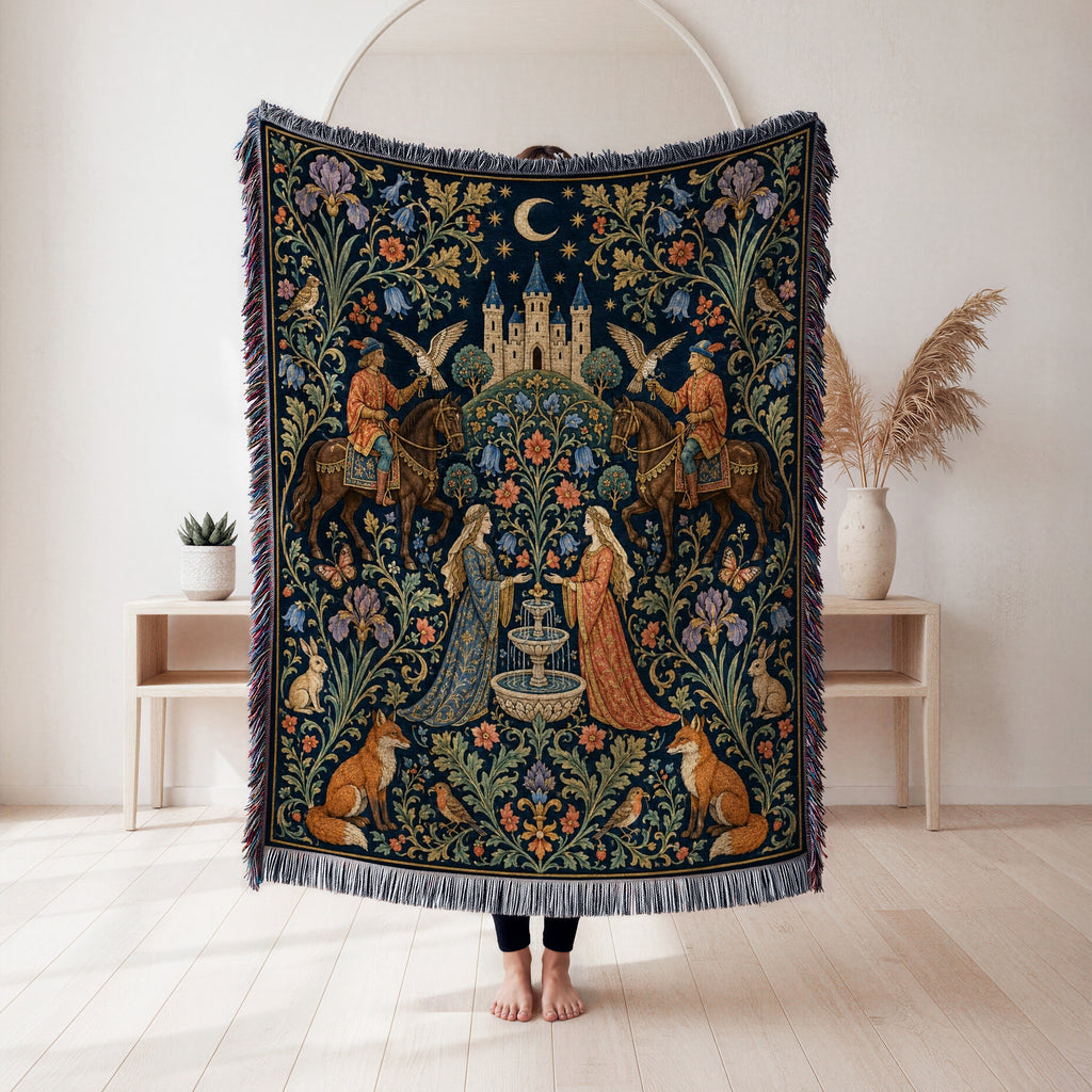 The Moonlit Falconers’ Garden Blanket