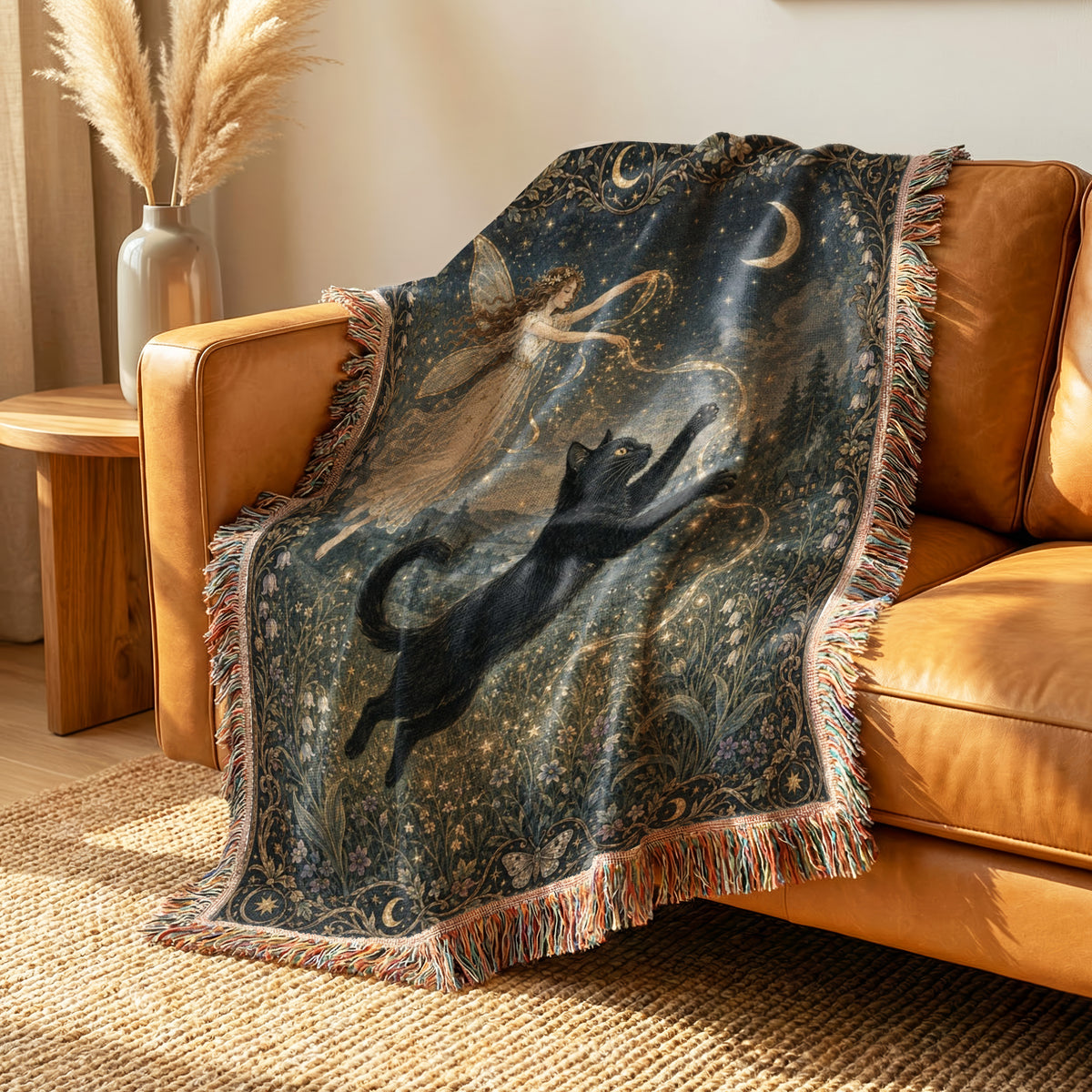 Black Cat Starlight Fairy Blanket