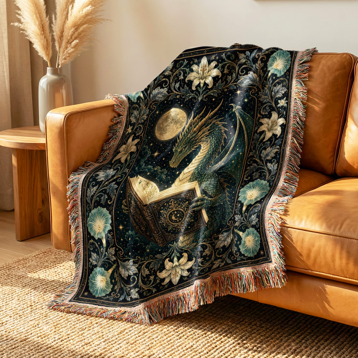 Ivory Lily Dragon Reader Blanket