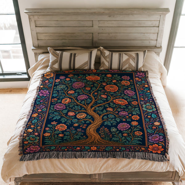 Midnight Bloom Tree Blanket