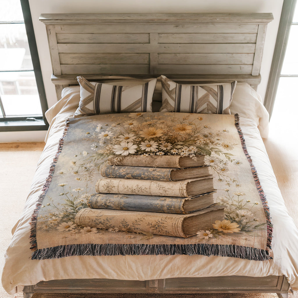 Daisy & Vintage Books Blanket
