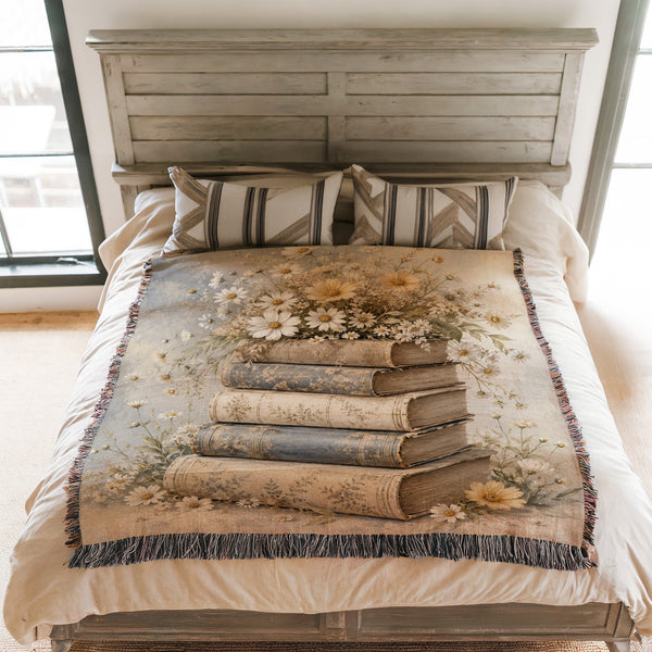 Daisy & Vintage Books Blanket