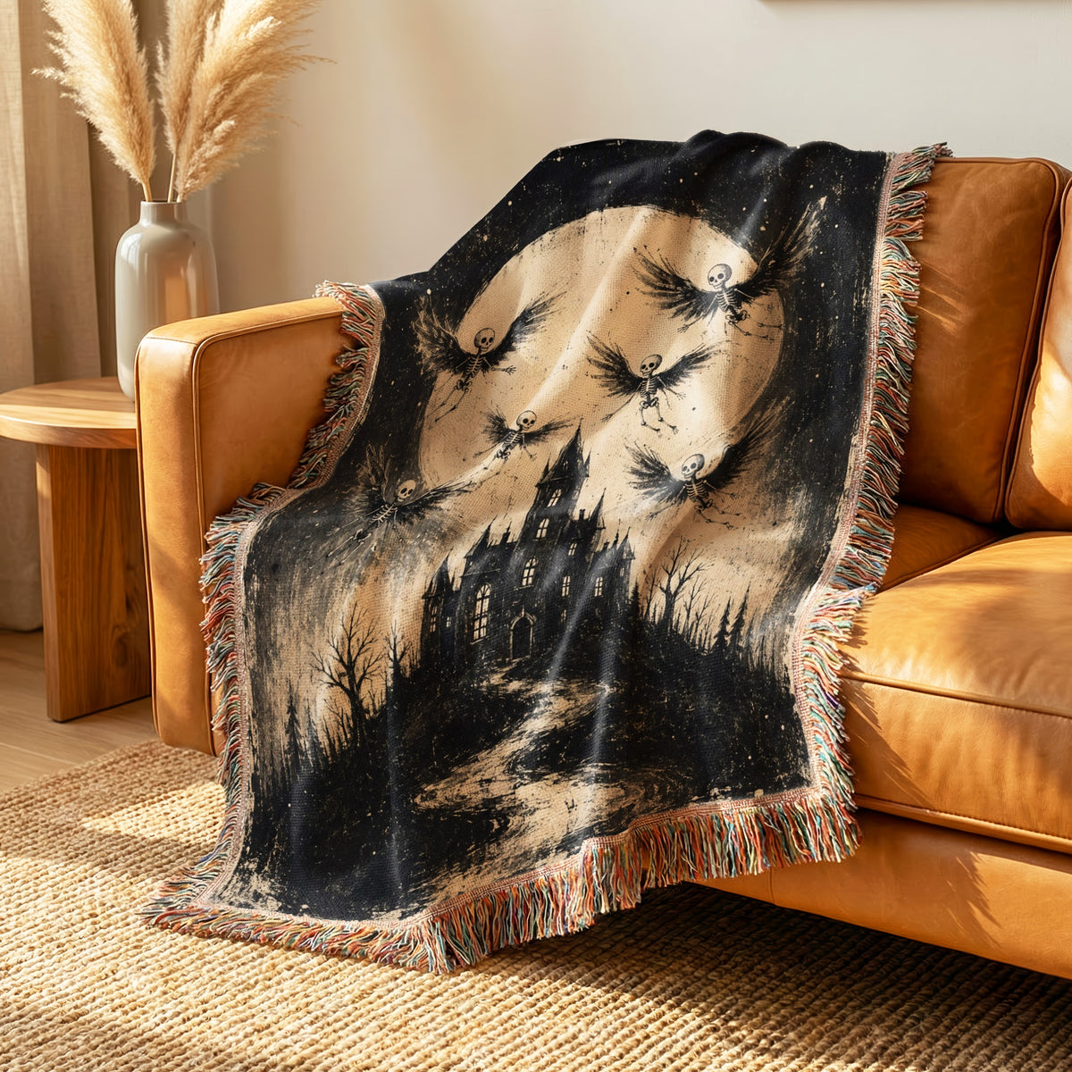 Winged Skeletons of the Moonlit Keep Blanket
