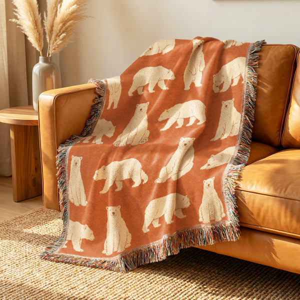 Burnt Orange Bear Blanket