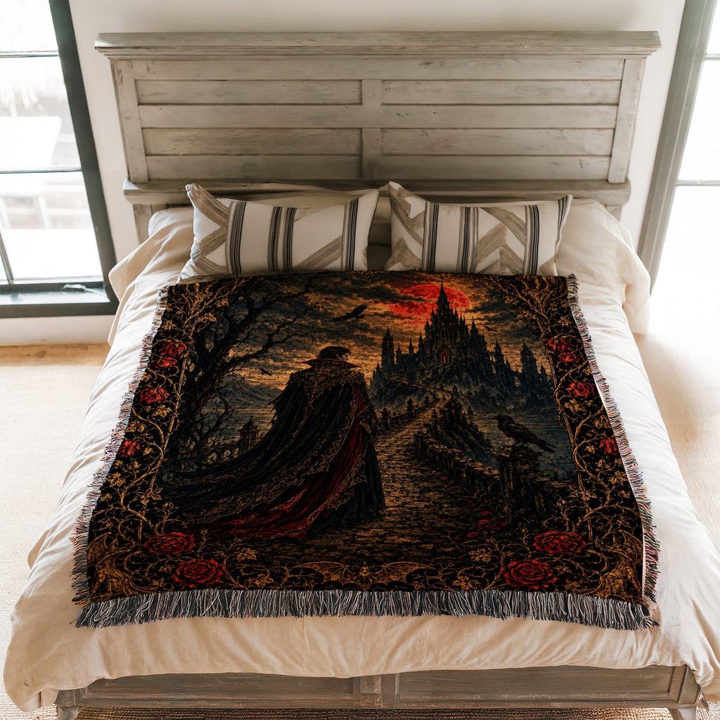 Crimson Moon Vampire Castle Blanket