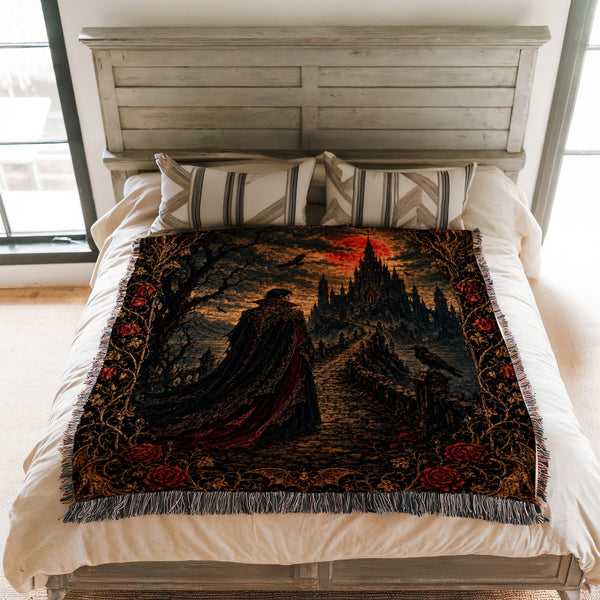 Crimson Moon Vampire Castle Blanket