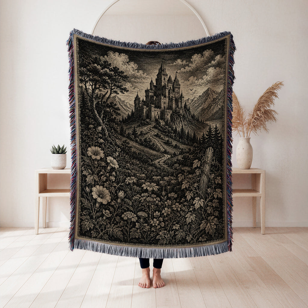 The Shadowed Mountain Castle Blanket